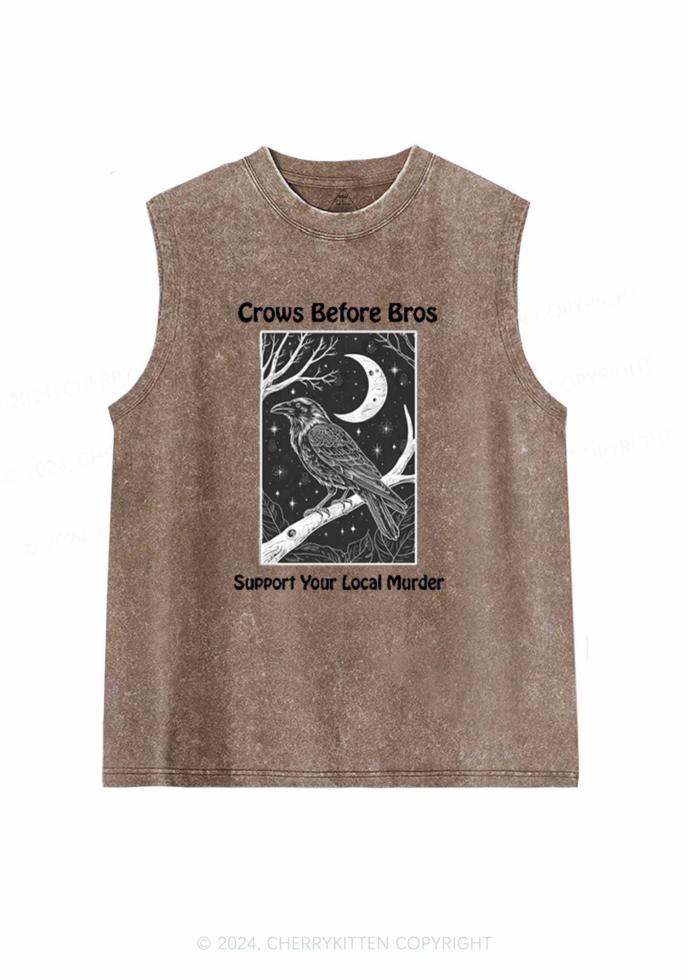 Halloween Crows Murder Y2K Washed Tank Cherrykitten