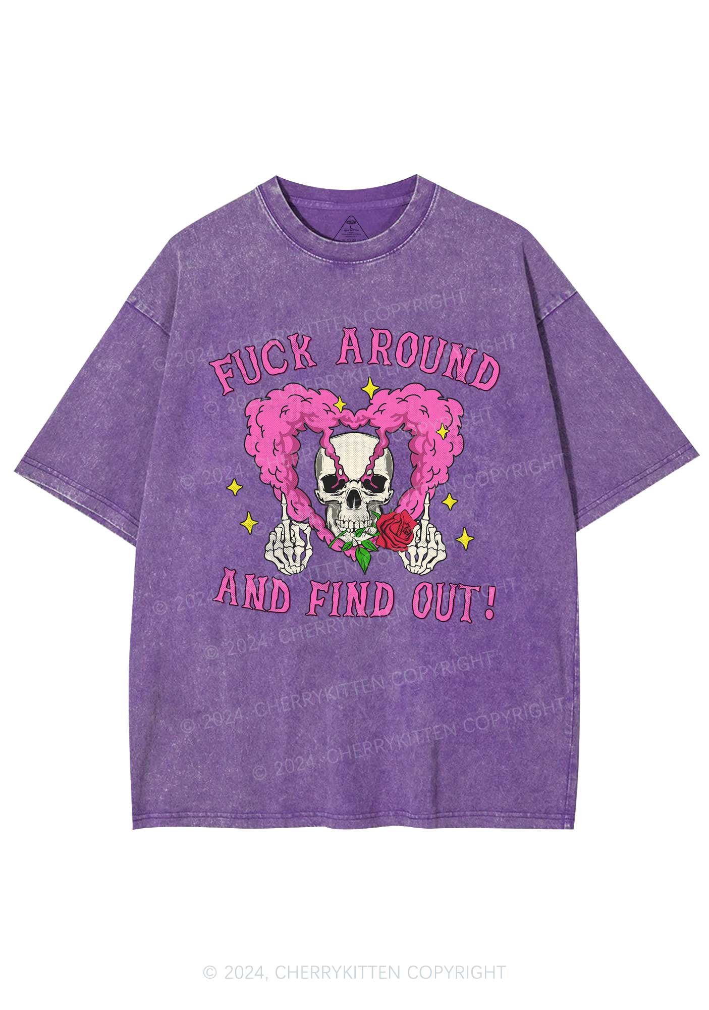 Halloween Fxxk Around Y2K Washed Tee Cherrykitten