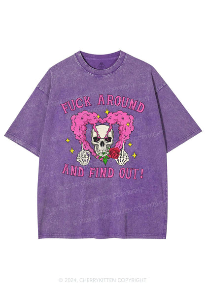 Halloween Fxxk Around Y2K Washed Tee Cherrykitten