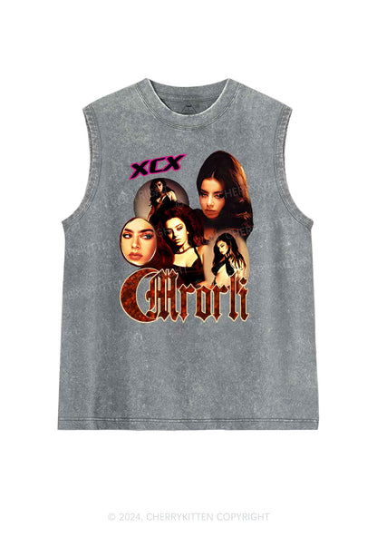 Custom Vintage Portrait Y2K Washed Tank Cherrykitten