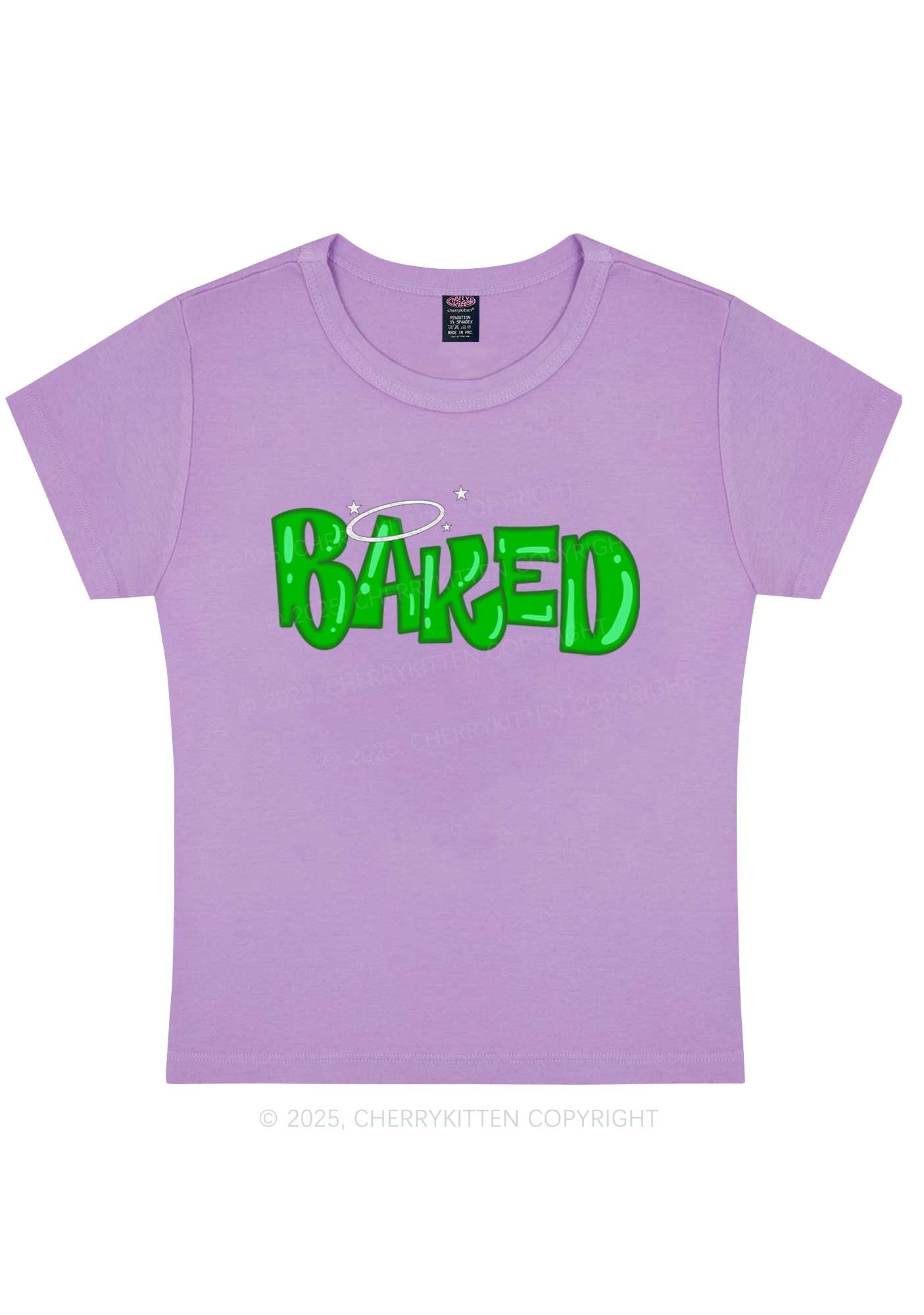 Green Baked Y2K Baby Tee Cherrykitten