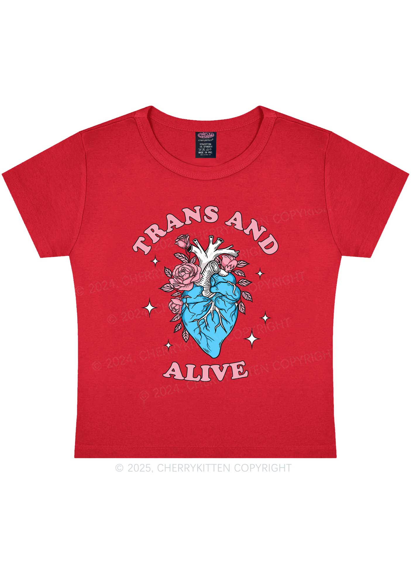 Trans And Alive Y2K Baby Tee Cherrykitten