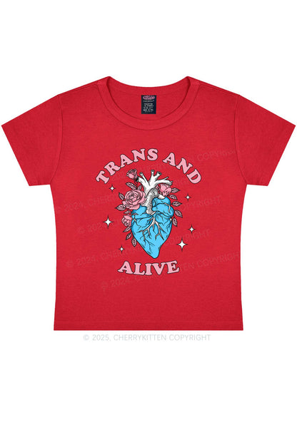 Trans And Alive Y2K Baby Tee Cherrykitten