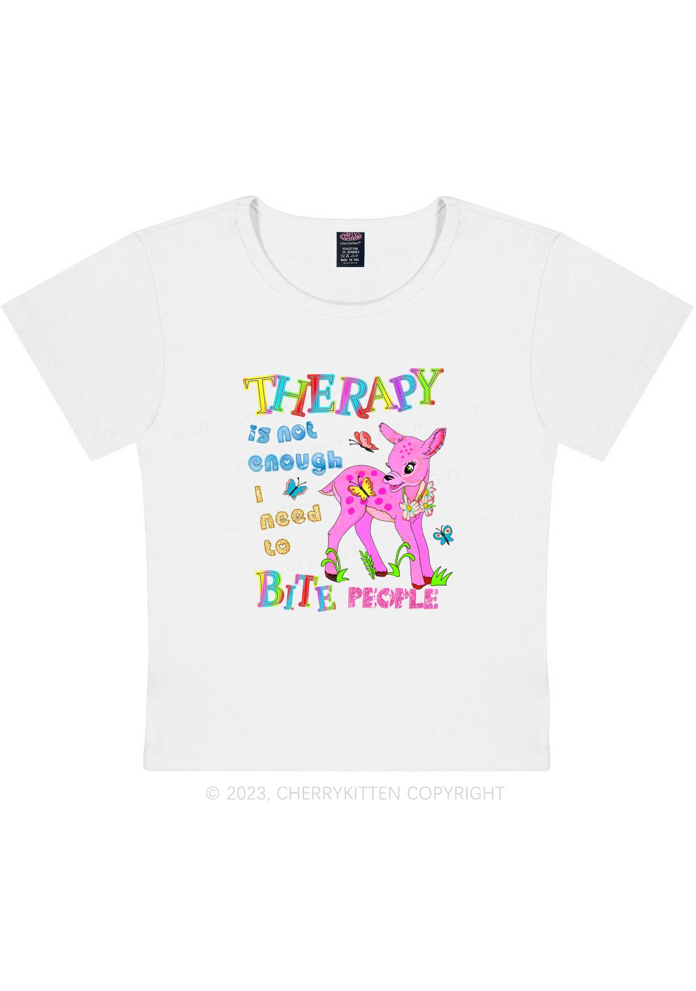 Therapy Is Not Enough Y2K Baby Tee Cherrykitten