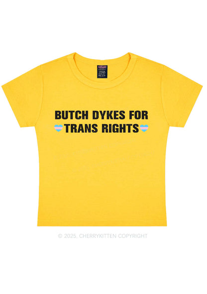 Butch Dykes For Trans Rights Y2K Baby Tee Cherrykitten