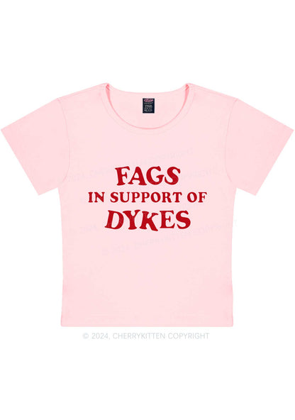 Fags Dykes Y2K Baby Tee Cherrykitten