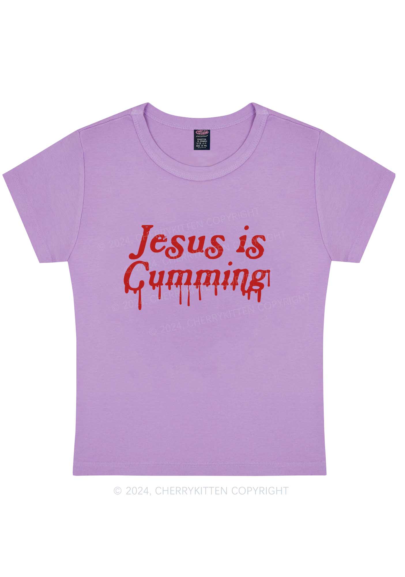 Jesus Is Cumming Y2K Baby Tee Cherrykitten