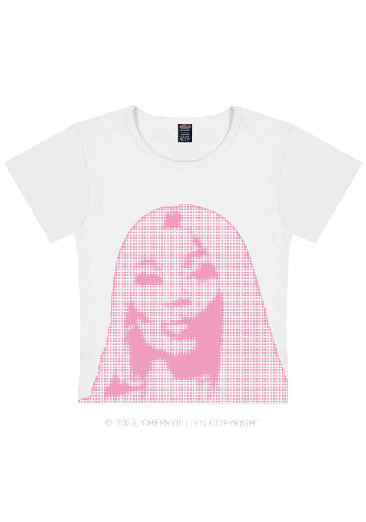 NM Pixel Portrait Y2K Baby Tee Cherrykitten