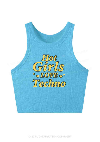 Hot Girls Love Techno Y2K Crop Tank Top Cherrykitten