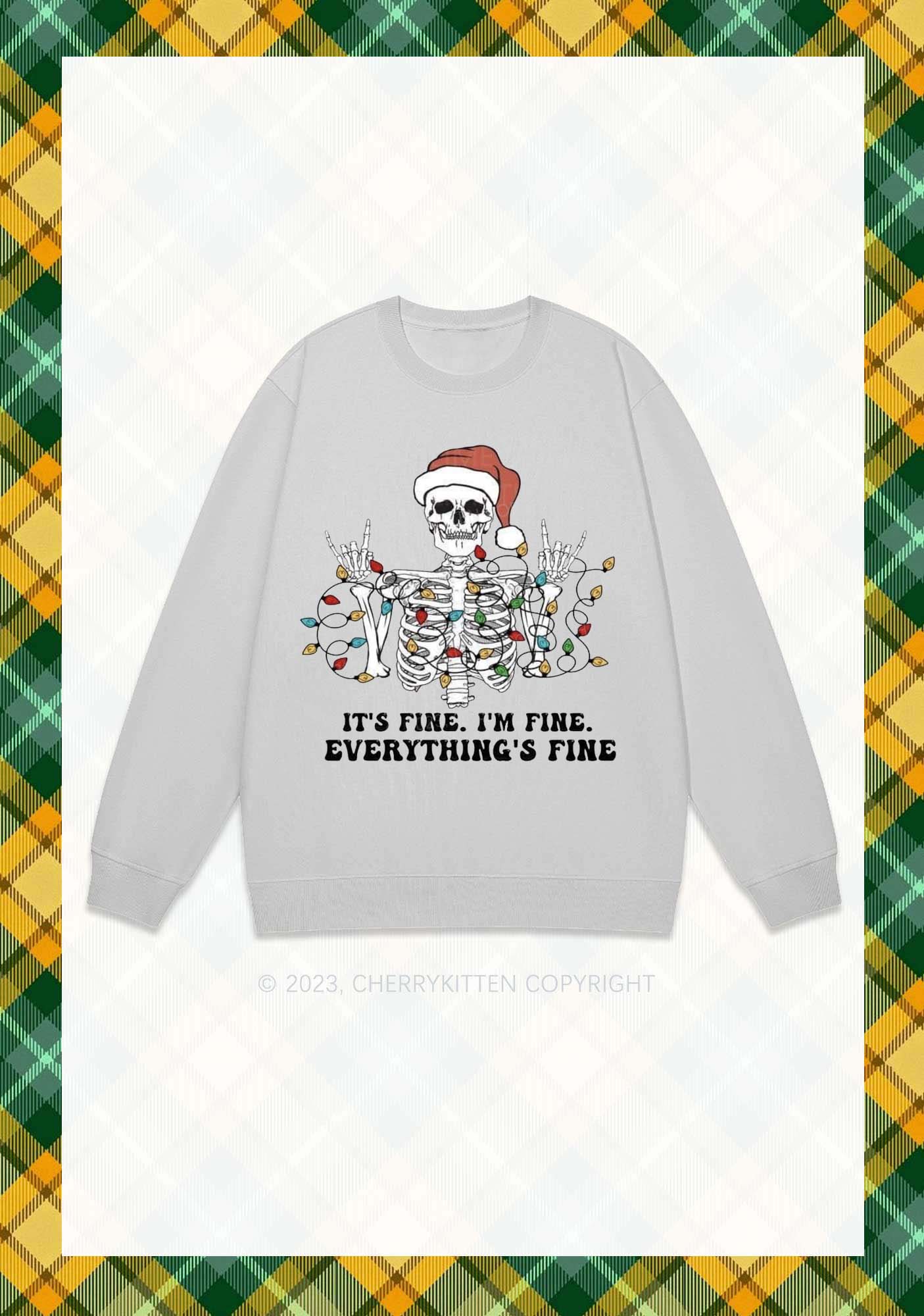 Everything's Fine Christmas Y2K Sweatshirt Cherrykitten