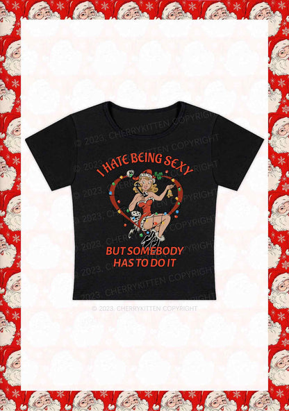 But Somebody Has To Do It Christmas Y2K Baby Tee Cherrykitten