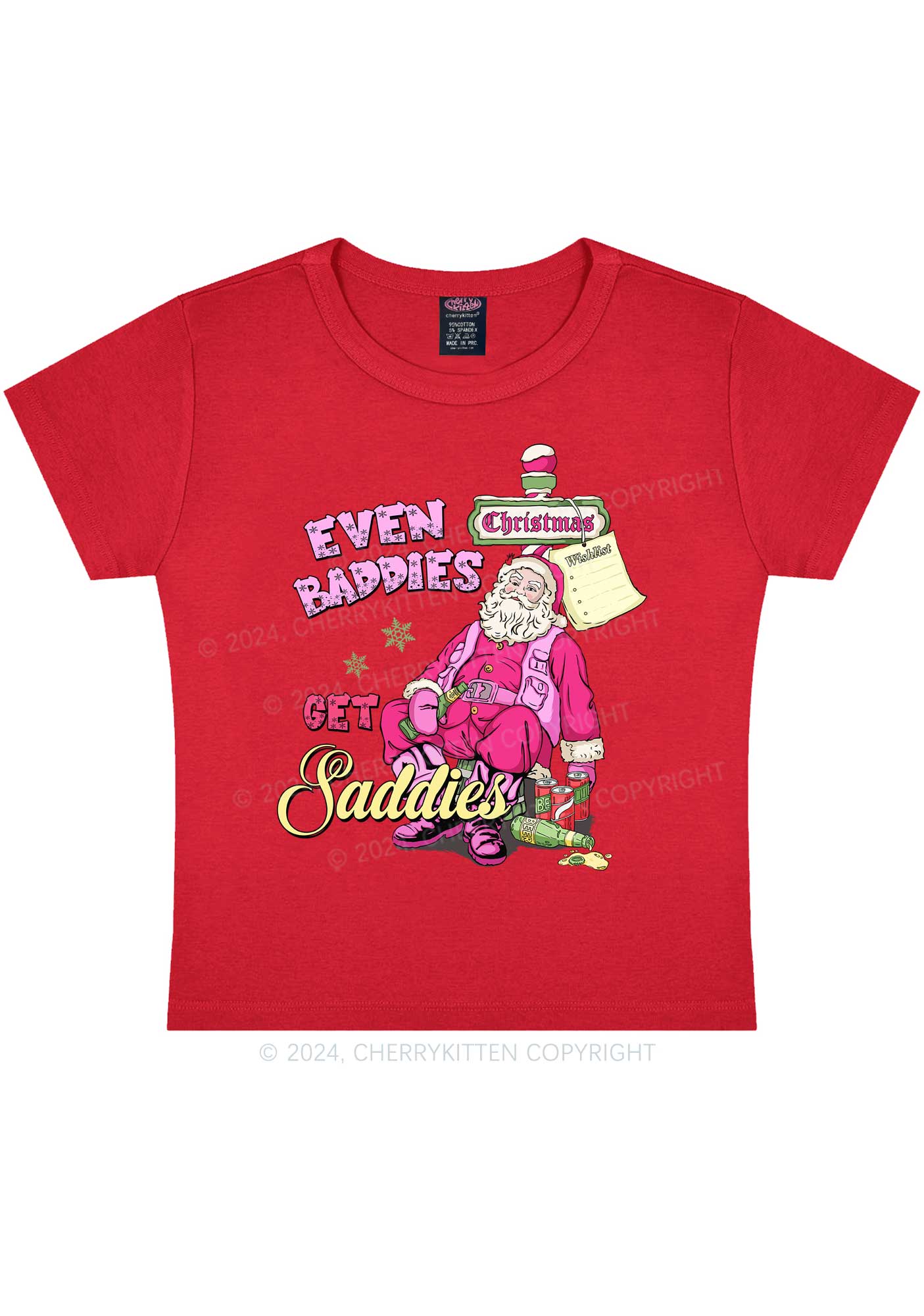 Christmas Baddies Santa Y2K Baby Tee Cherrykitten