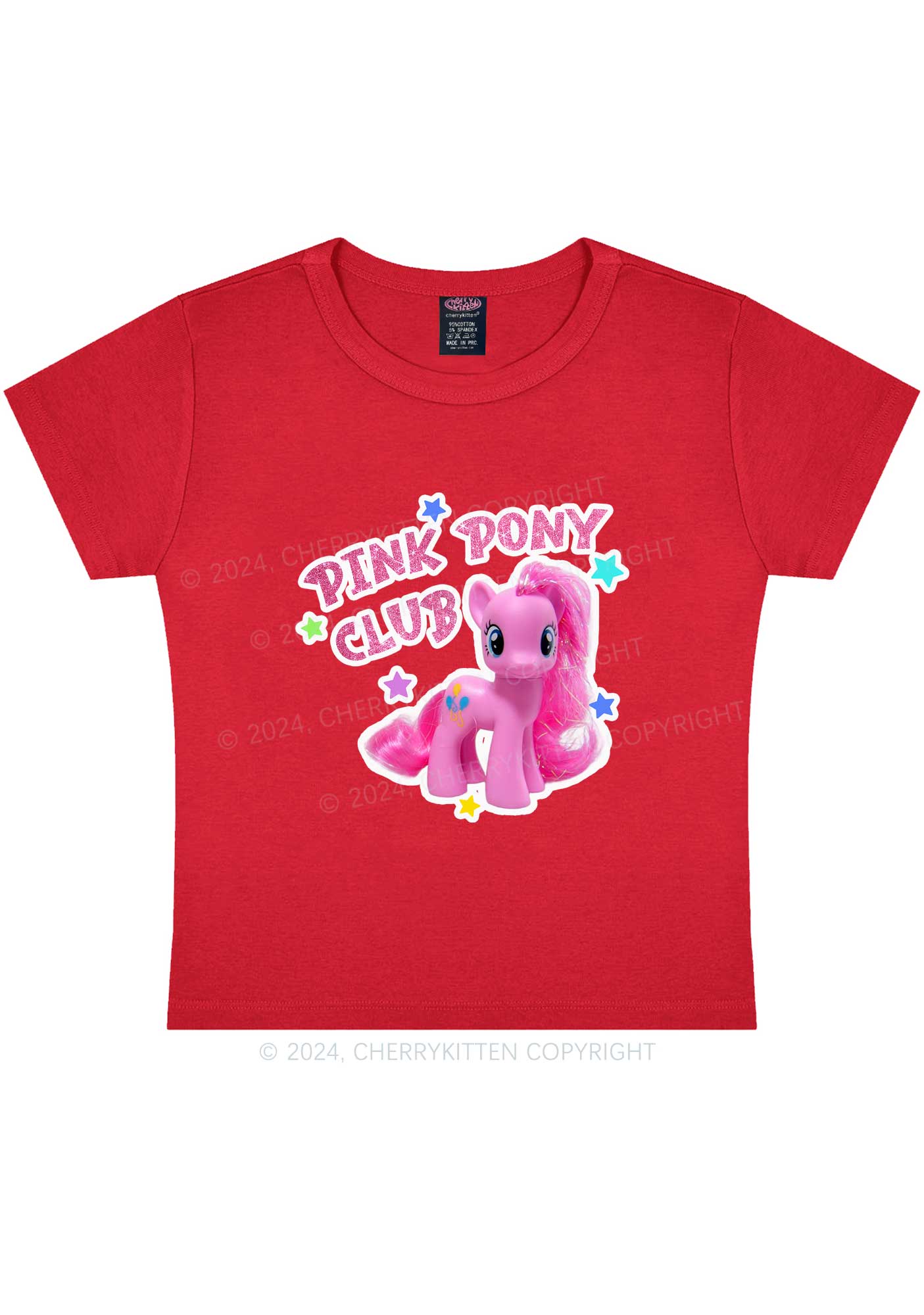 Pink Pony Y2K Baby Tee Cherrykitten