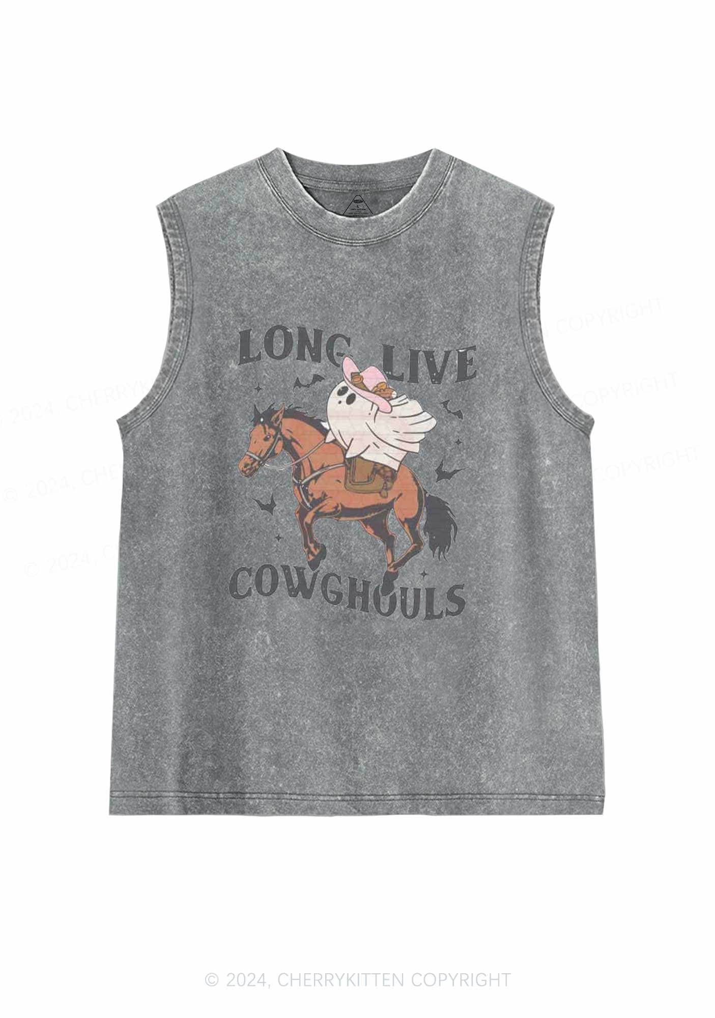 Halloween Long Live Cowghouls Y2K Washed Tank Cherrykitten