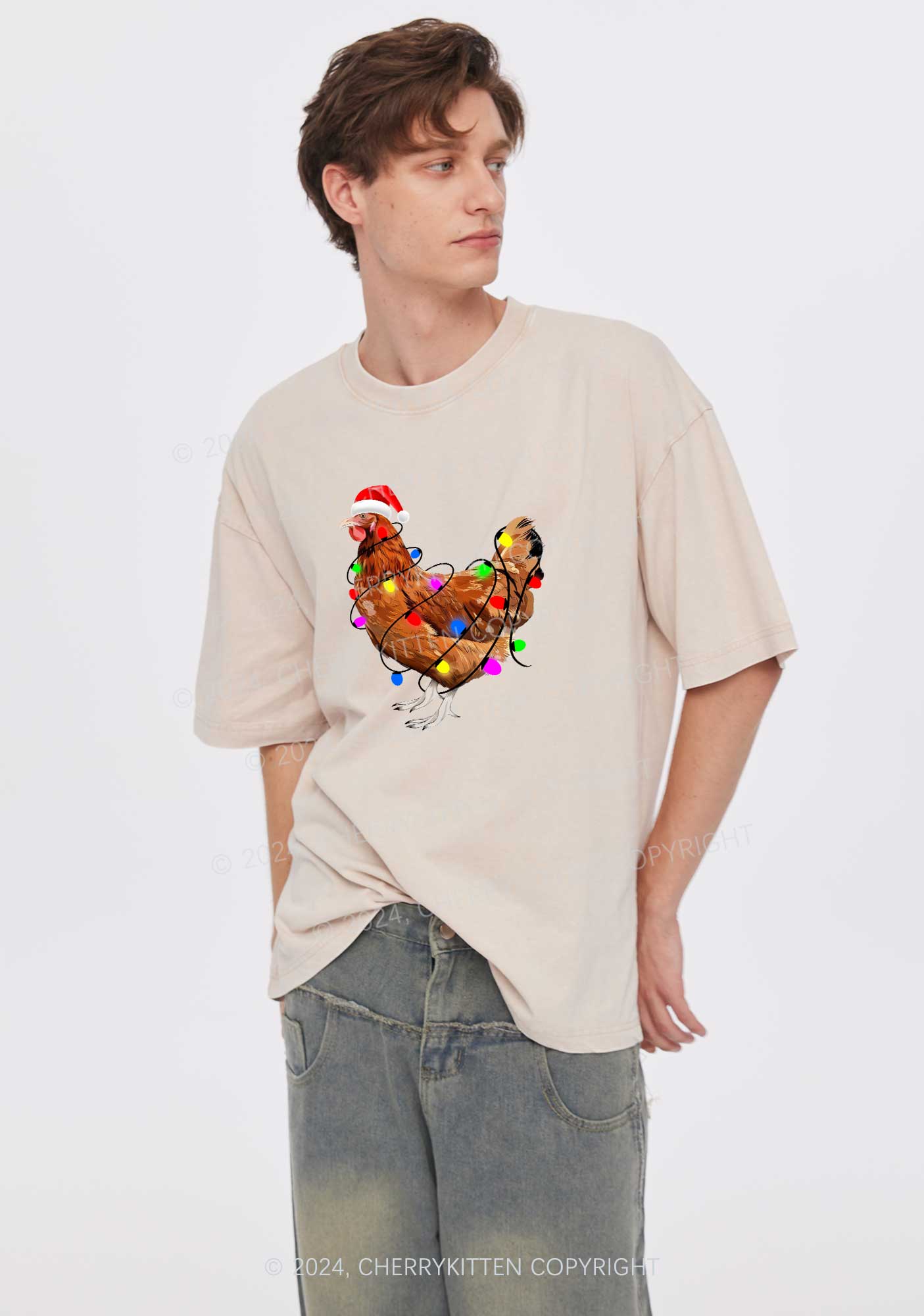 Christmas Hen Y2K Washed Tee Cherrykitten