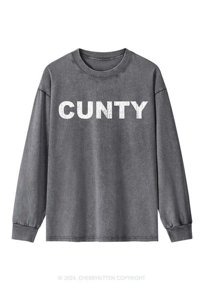 Cunty Y2K Washed Long Sleeves Cherrykitten