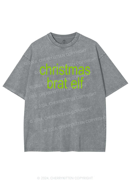 Christmas Brat Elf Y2K Washed Tee Cherrykitten