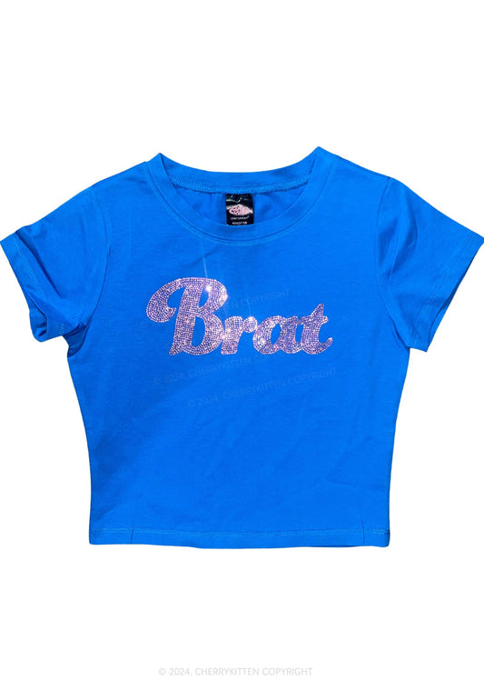 Rhinestone Brat Y2K Baby Tee Cherrykitten