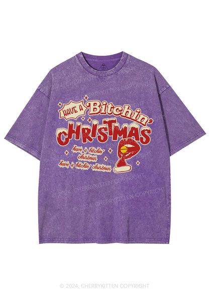 Christmas Red Lips Y2K Washed Tee Cherrykitten