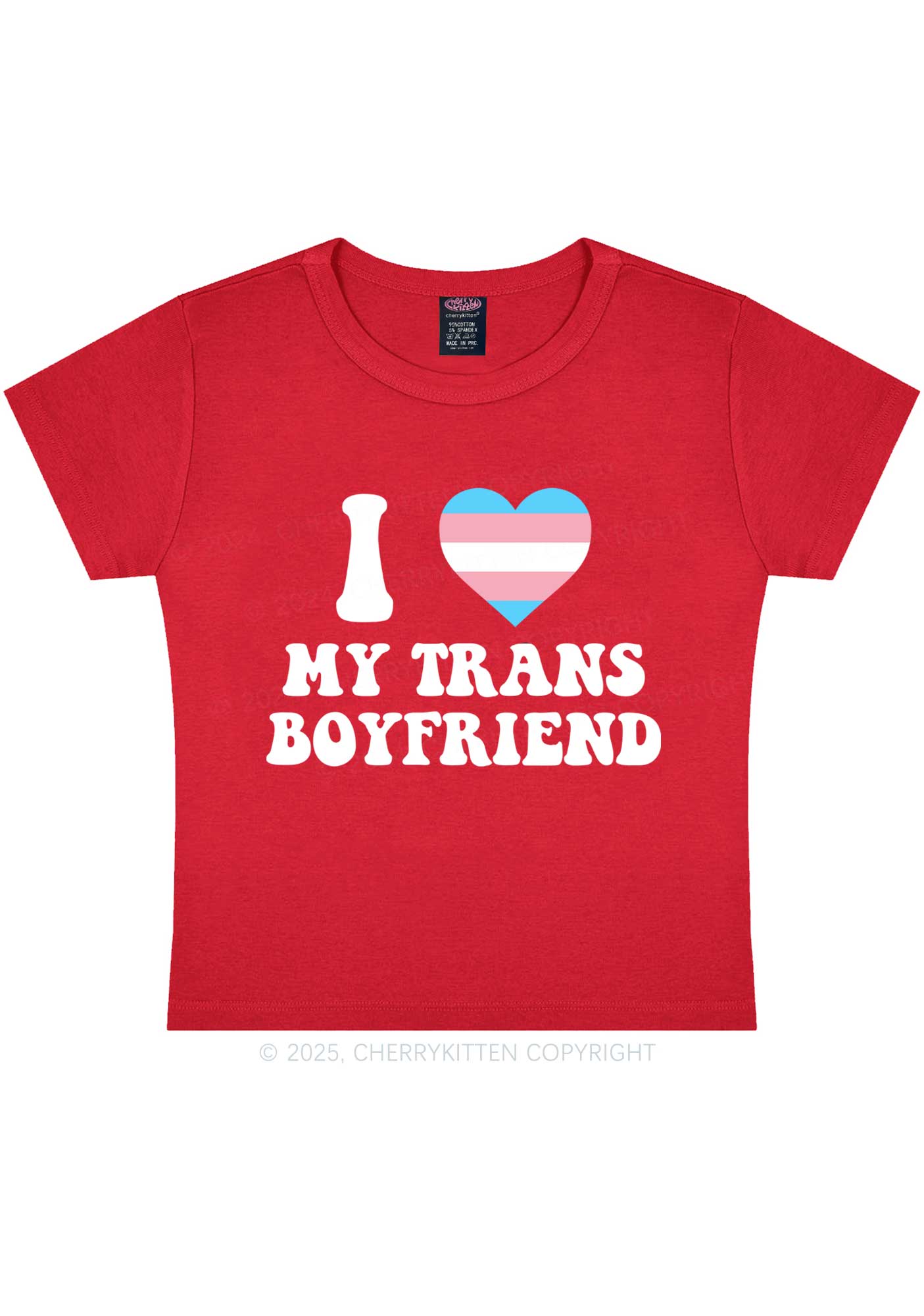 I Love My Trans BF Y2K Baby Tee Cherrykitten