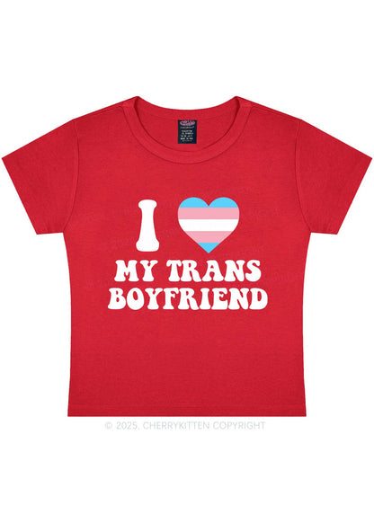 I Love My Trans BF Y2K Baby Tee Cherrykitten