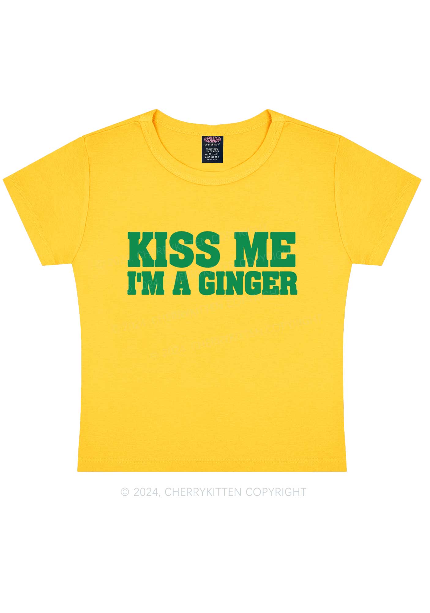 Kiss Me Im Ginger St Patricks Y2K Baby Tee Cherrykitten