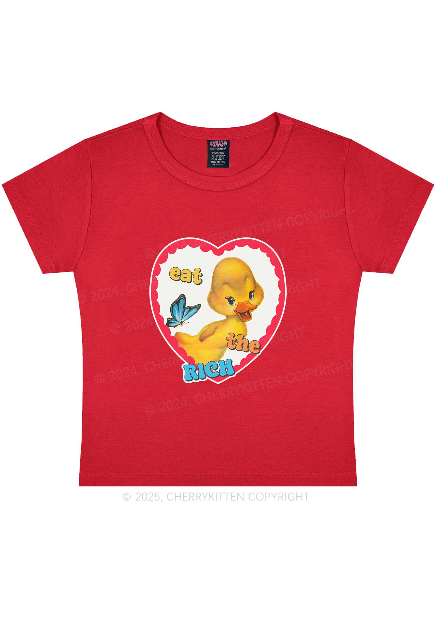 Eat The Rich Duck Y2K Baby Tee Cherrykitten