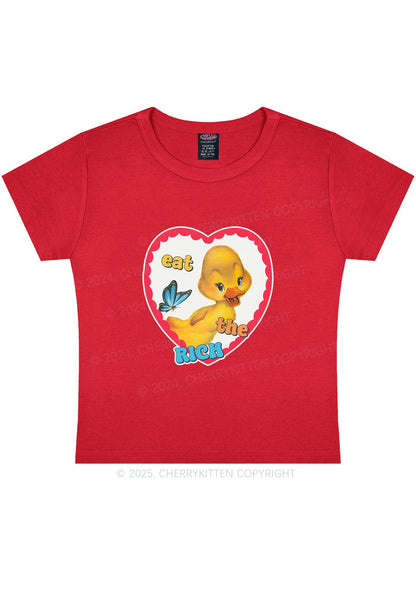 Eat The Rich Duck Y2K Baby Tee Cherrykitten