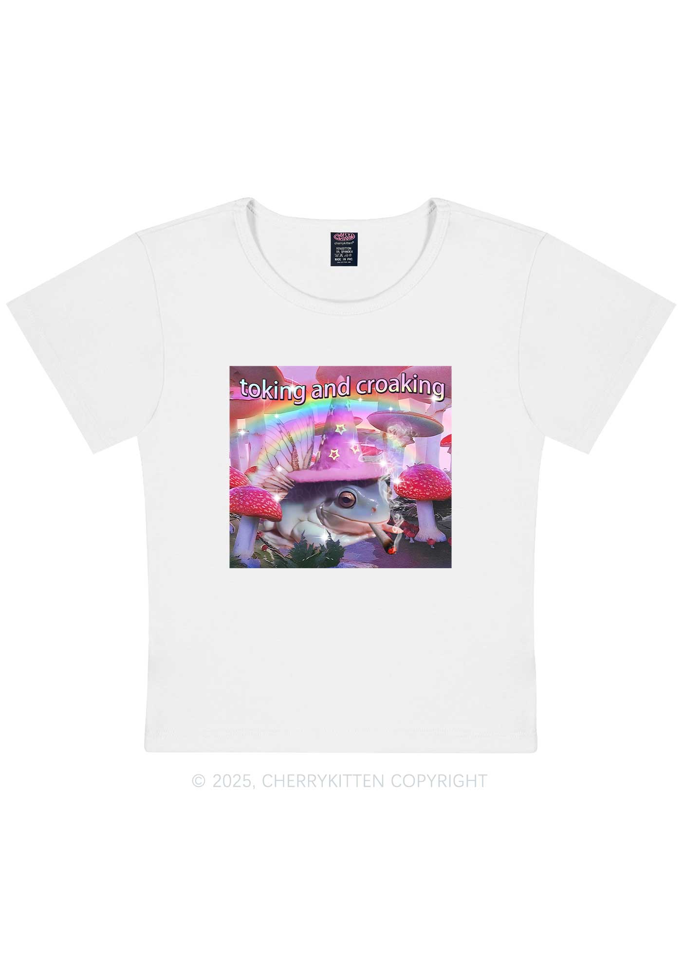 Toking Croaking Frog Y2K Baby Tee Cherrykitten