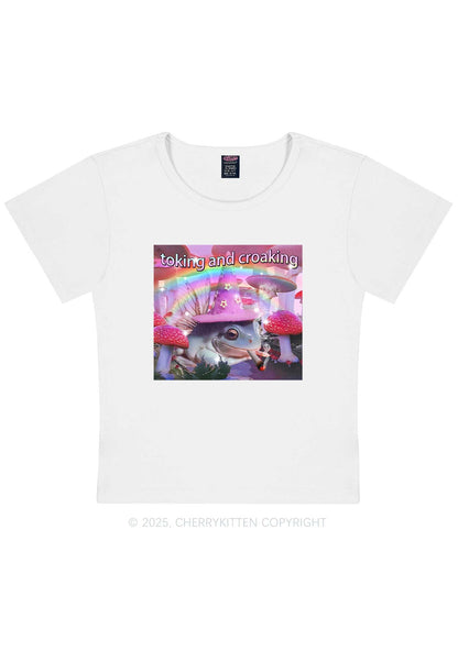 Toking Croaking Frog Y2K Baby Tee Cherrykitten