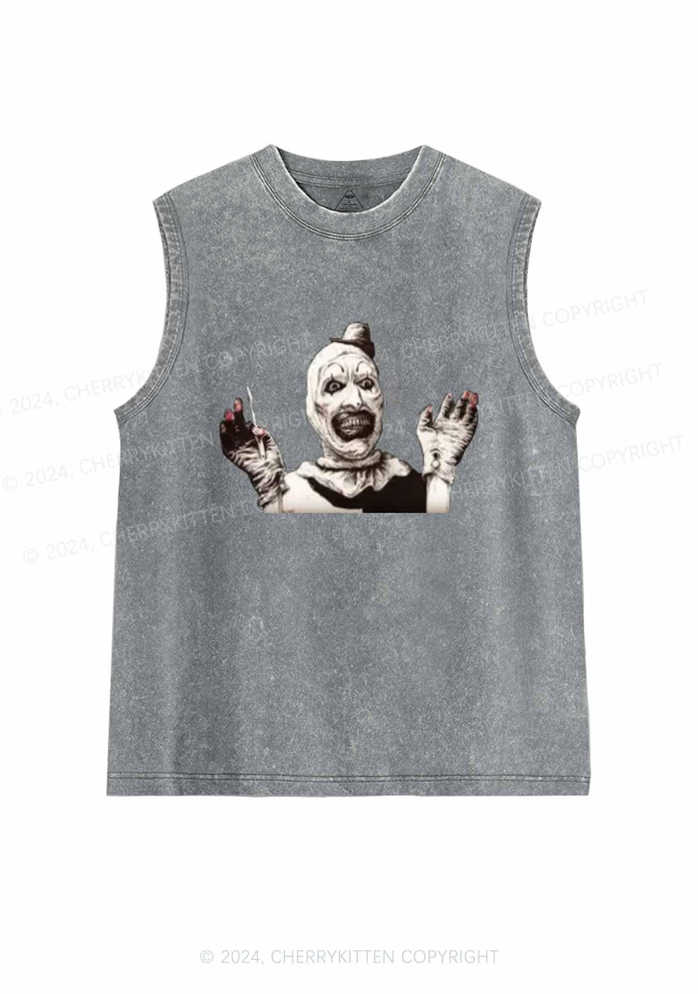 Halloween Terrifier Clown Y2K Washed Tank Cherrykitten