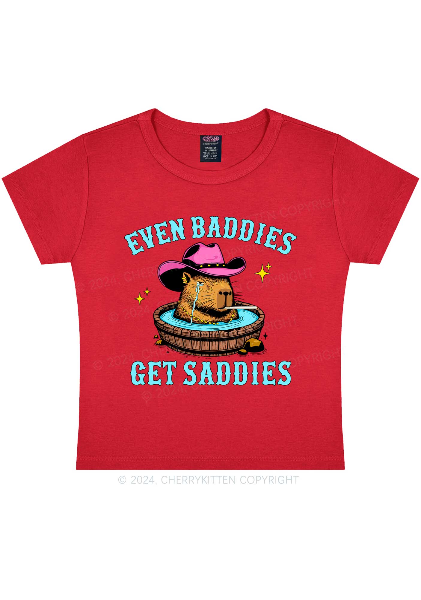 Capybara Get Saddies Y2K Baby Tee Cherrykitten