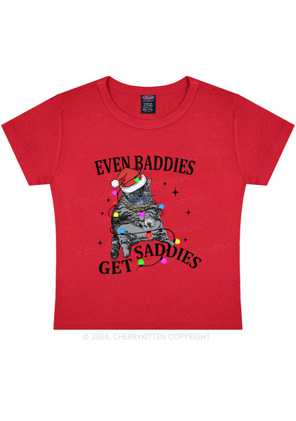 Christmas Baddie Cat Y2K Baby Tee Cherrykitten