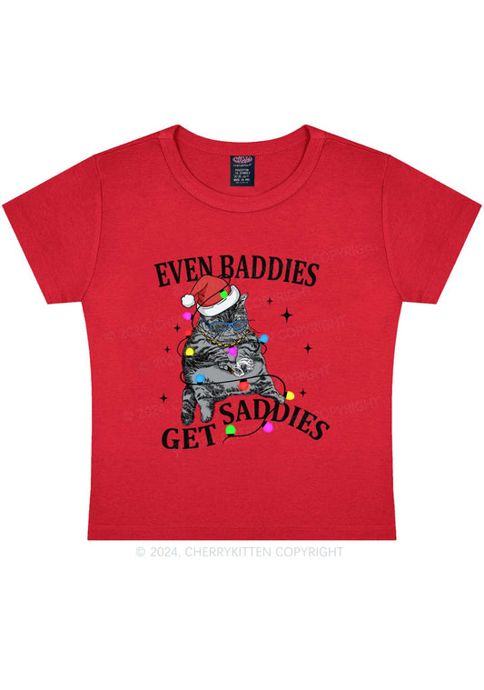 Christmas Baddie Cat Y2K Baby Tee Cherrykitten