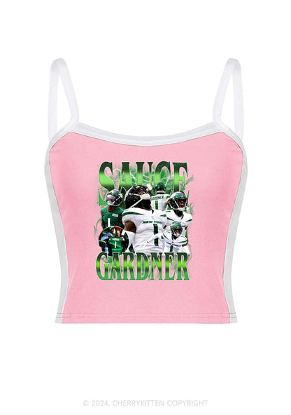 Sauce Football Super Bowl Y2K Color Block Crop Cami Top Cherrykitten