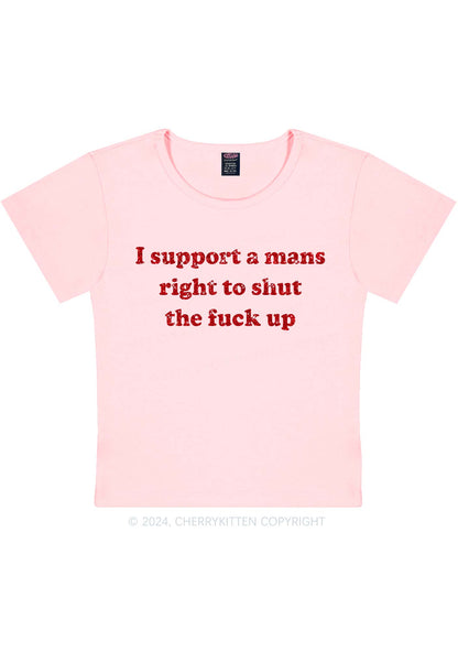 Glitter I Support A Mans Right Y2K Baby Tee Cherrykitten