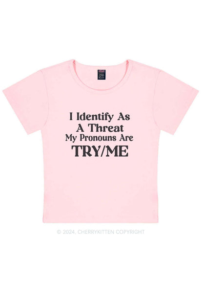 Identify As A Threat Y2K Baby Tee Cherrykitten