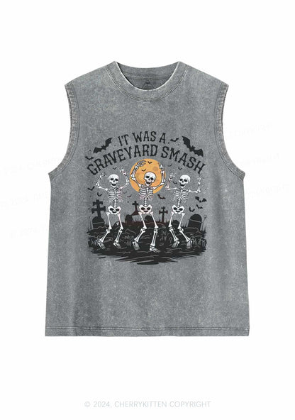 Halloween Graveyard Smash Y2K Washed Tank Cherrykitten