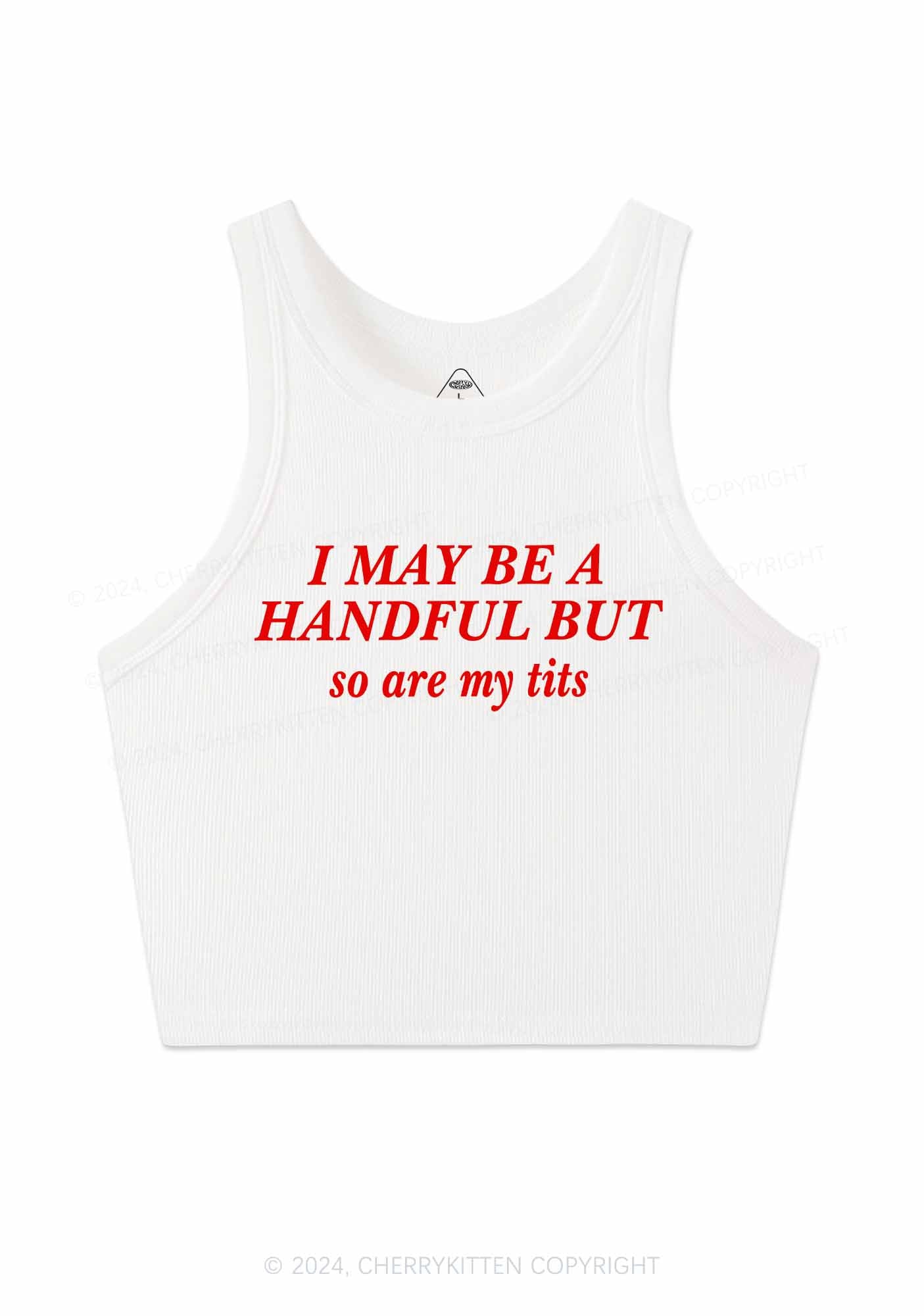 I May Be A Handful Y2K Crop Tank Top Cherrykitten