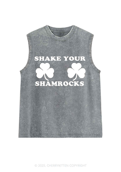 Shake Your Shamrocks St Patricks Y2K Washed Tank Cherrykitten