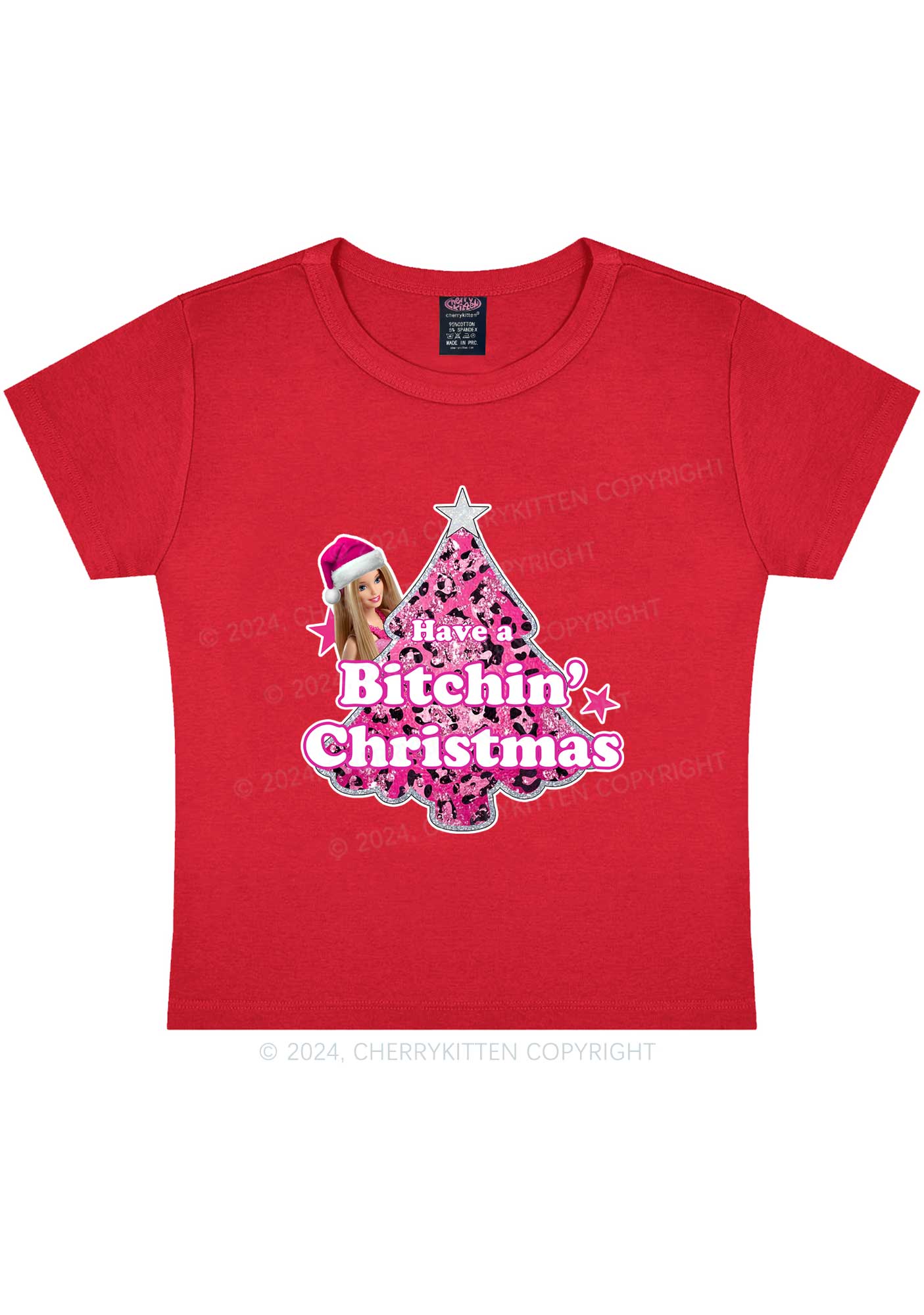 Christmas Bxxchin Y2K Baby Tee Cherrykitten