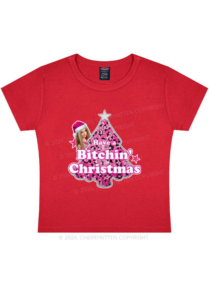 Christmas Bxxchin Y2K Baby Tee Cherrykitten