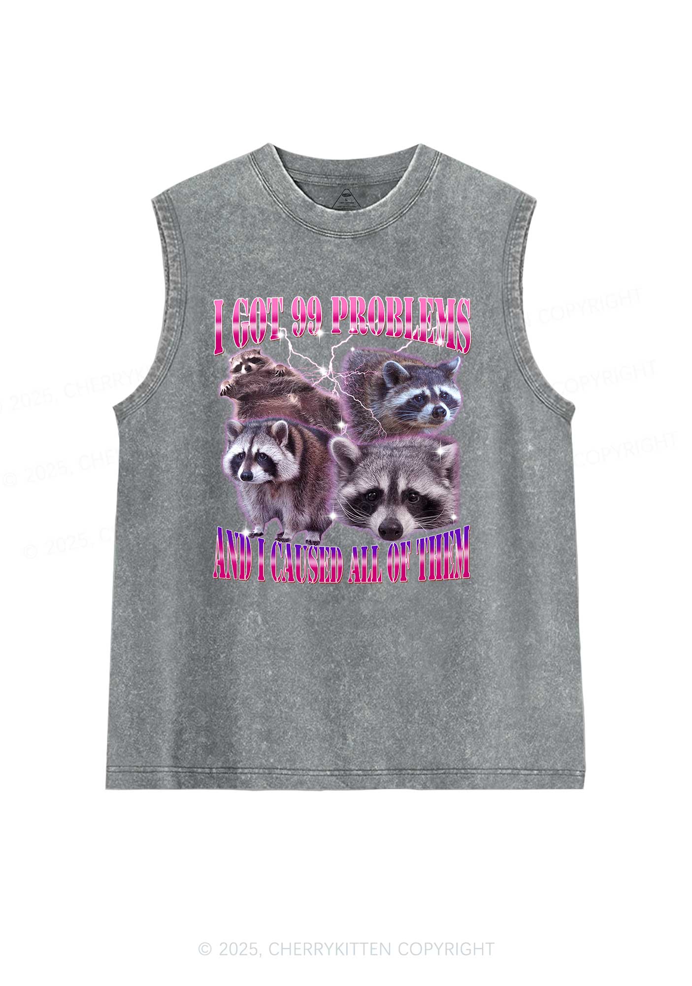 Raccoon Got Problems Y2K Washed Tank Cherrykitten