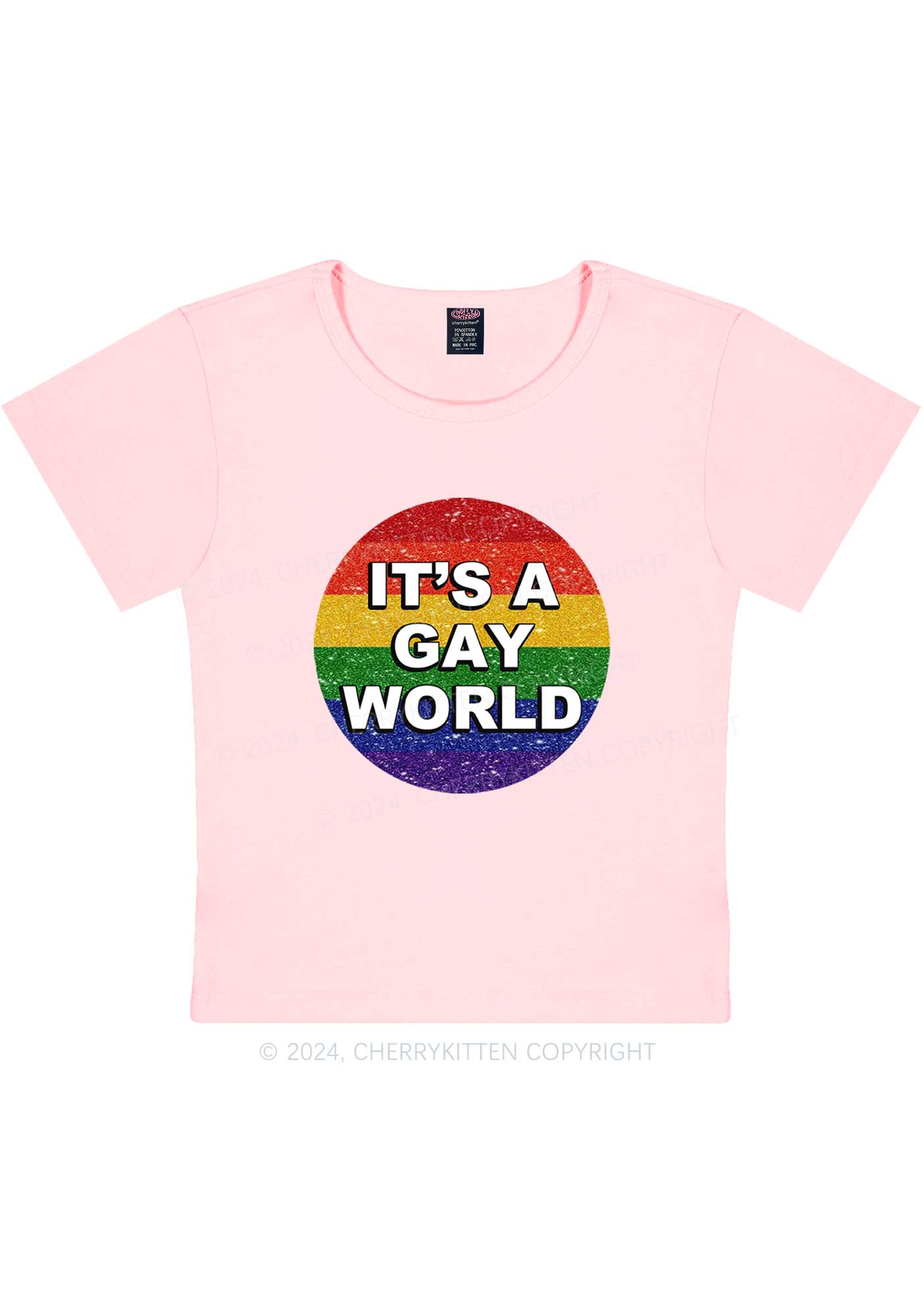 It's A Gay World Y2K Baby Tee Cherrykitten