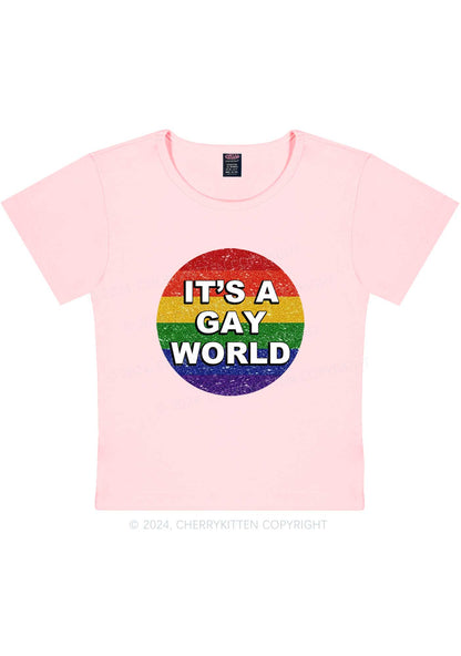 It's A Gay World Y2K Baby Tee Cherrykitten