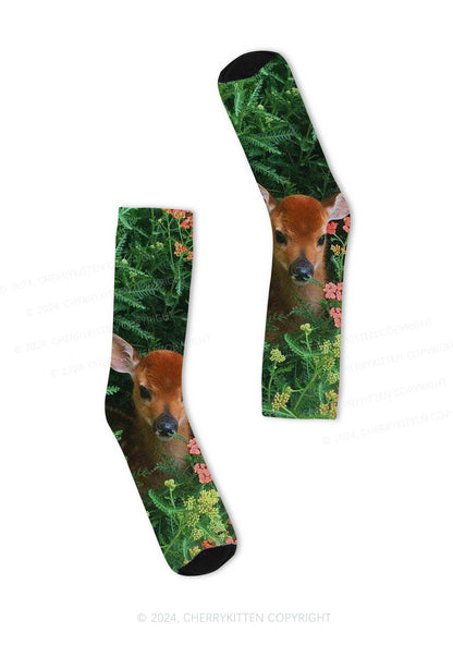 Forest Elk Y2K Digital Printed Socks Cherrykitten