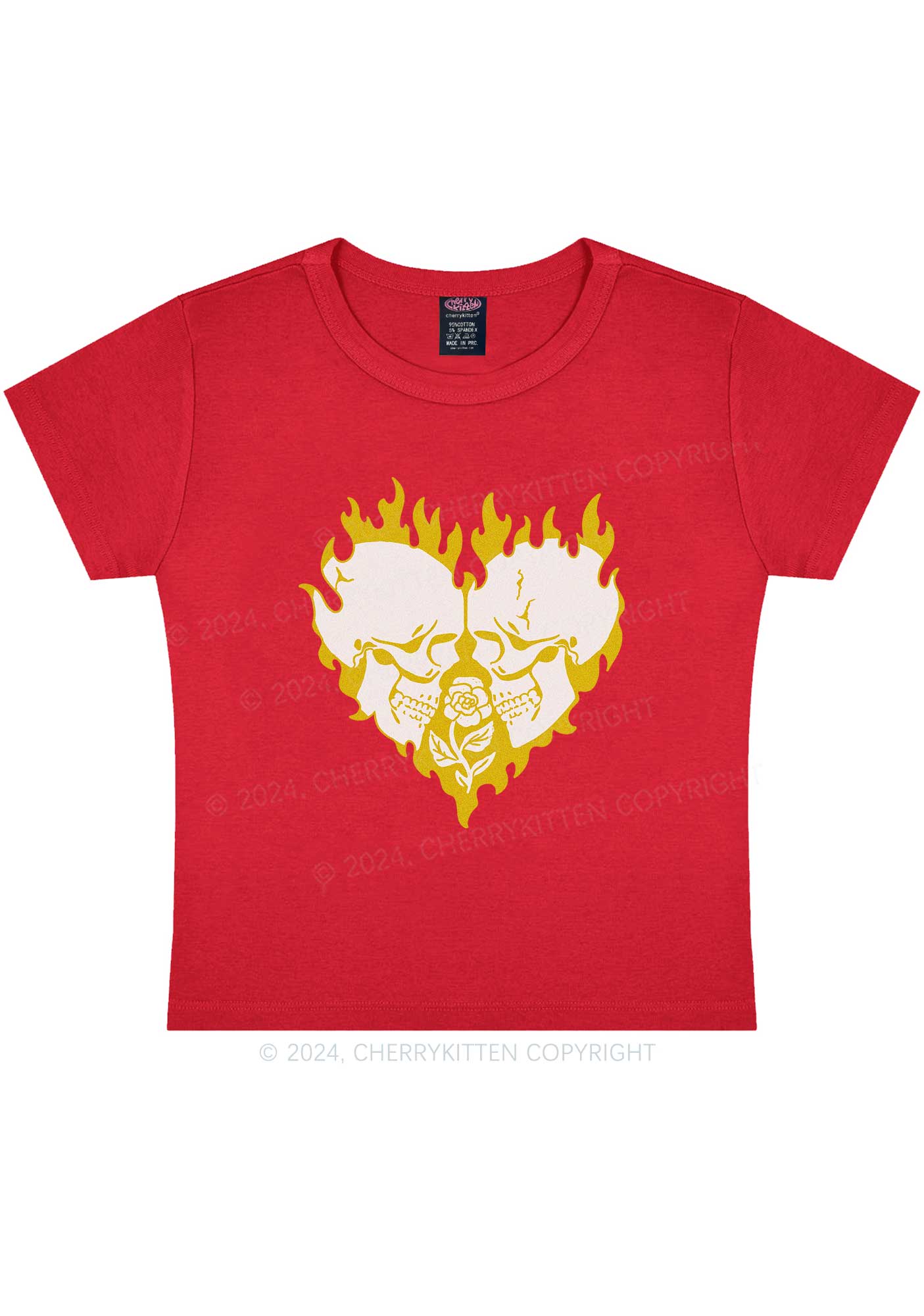 Heart Skull Y2K Valentine's Day Baby Tee Cherrykitten