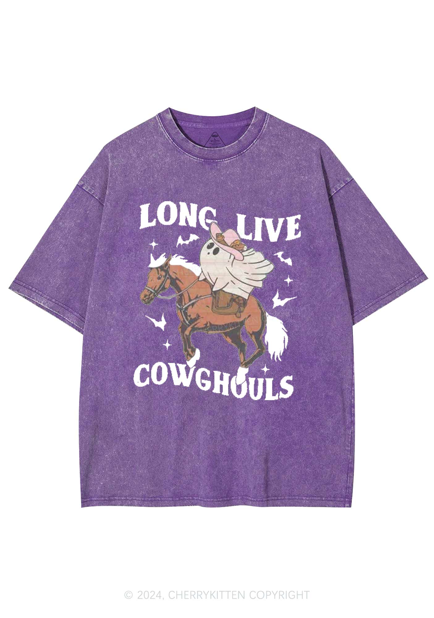 Halloween Long Live Cowghouls Y2K Washed Tee Cherrykitten