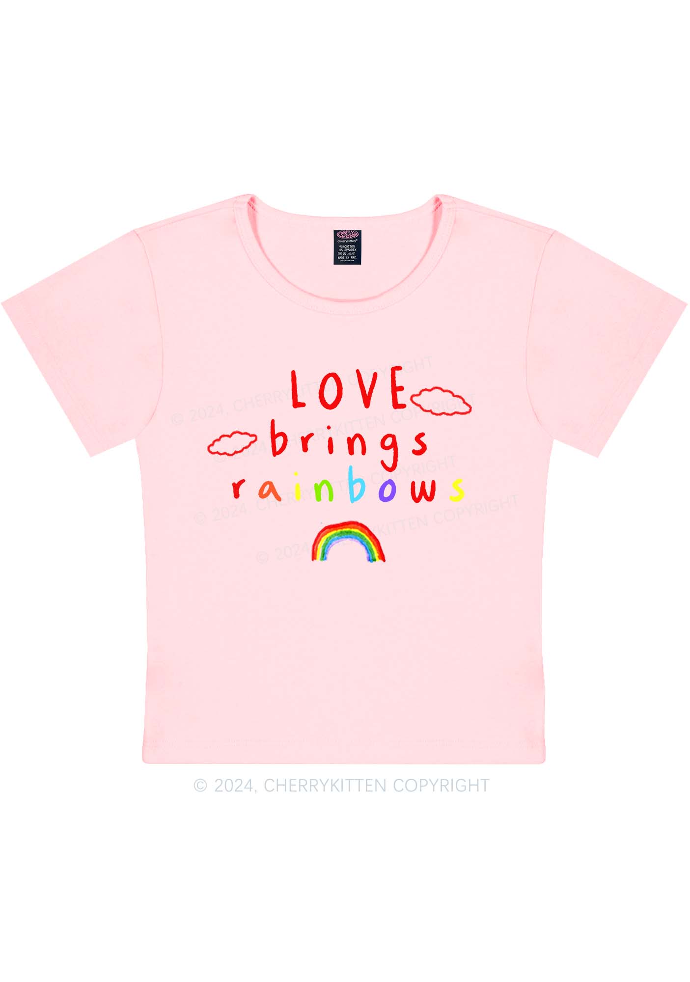 Love Brings Rainbows Y2K Baby Tee Cherrykitten