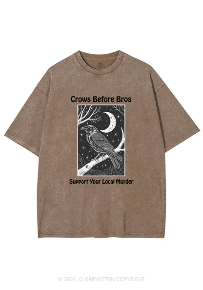 Halloween Crows Murder Y2K Washed Tee Cherrykitten